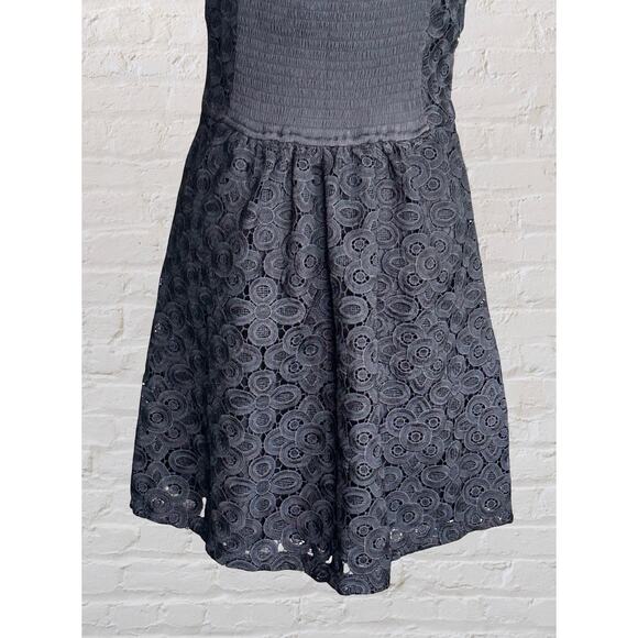 NWT Hollister Black Lace Crochet Mini Skater Dress Sz M Cute Goth Summer Boho - Picture 7 of 8